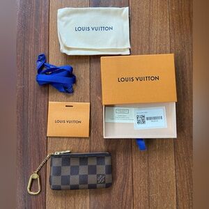 Louis Vuitton Damier Ebene Key Pouch BOX , Dust bag , Ribbon & Tags